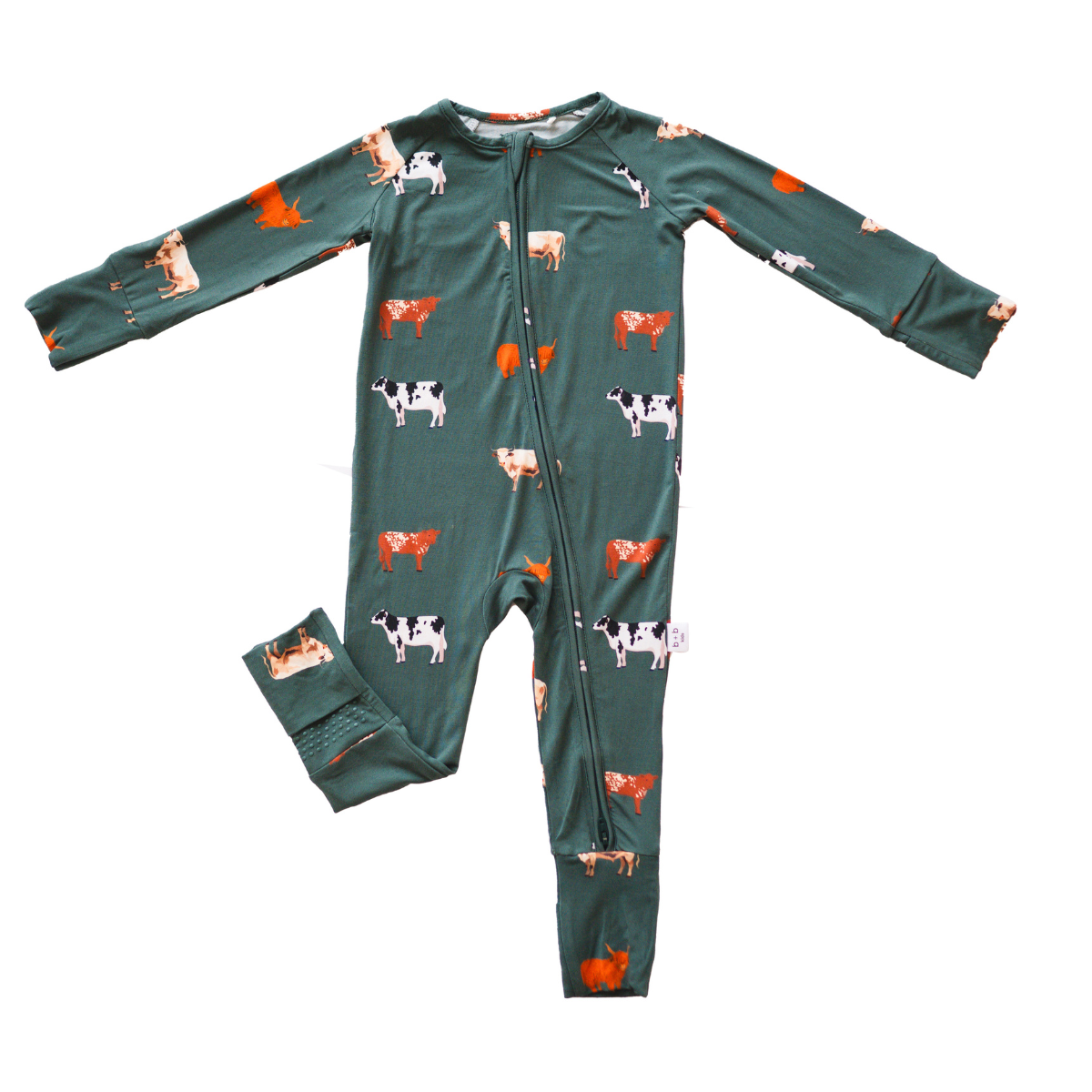 Bamboo 2-Way Zip Romper | Green Cow