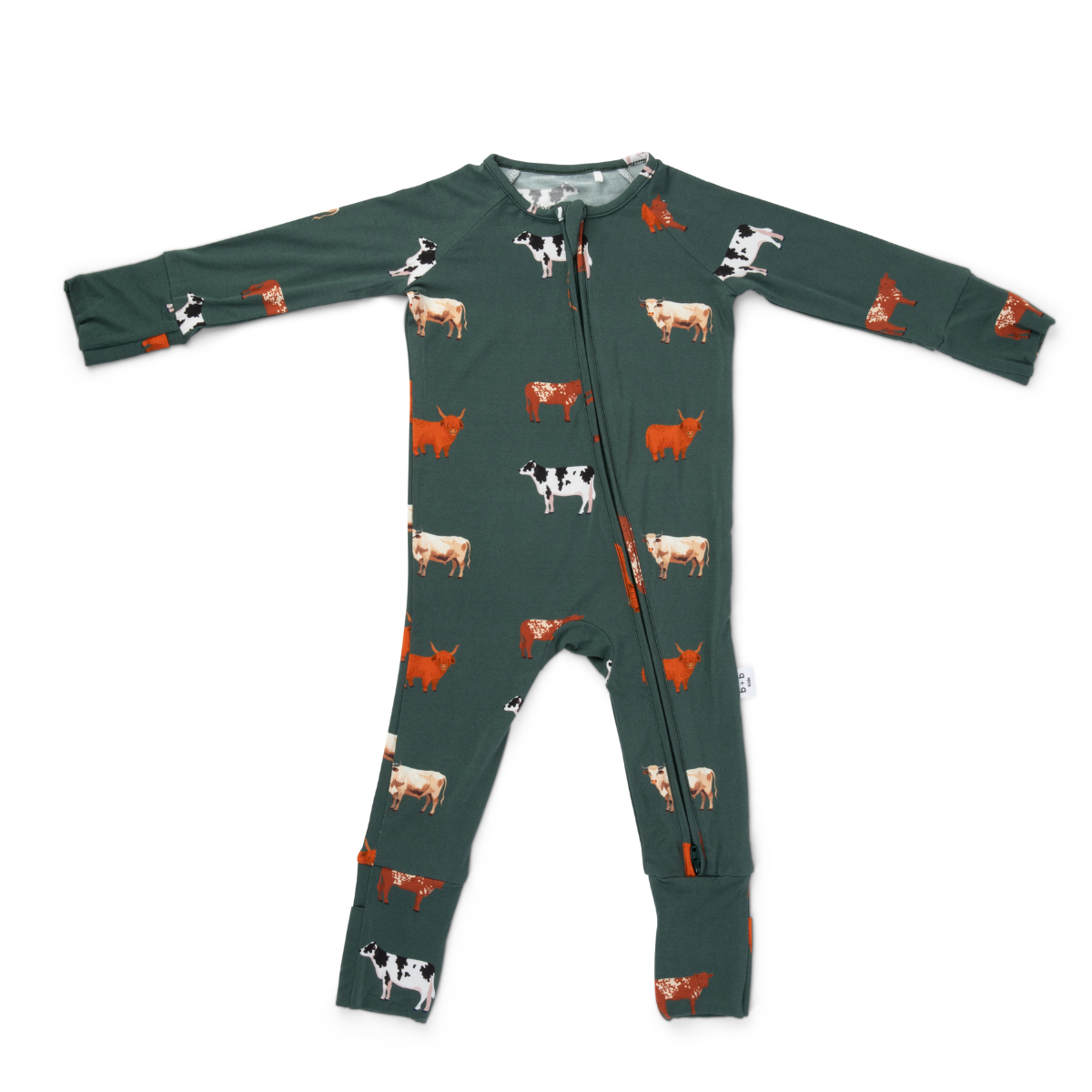 Bamboo 2-Way Zip Romper | Green Cow