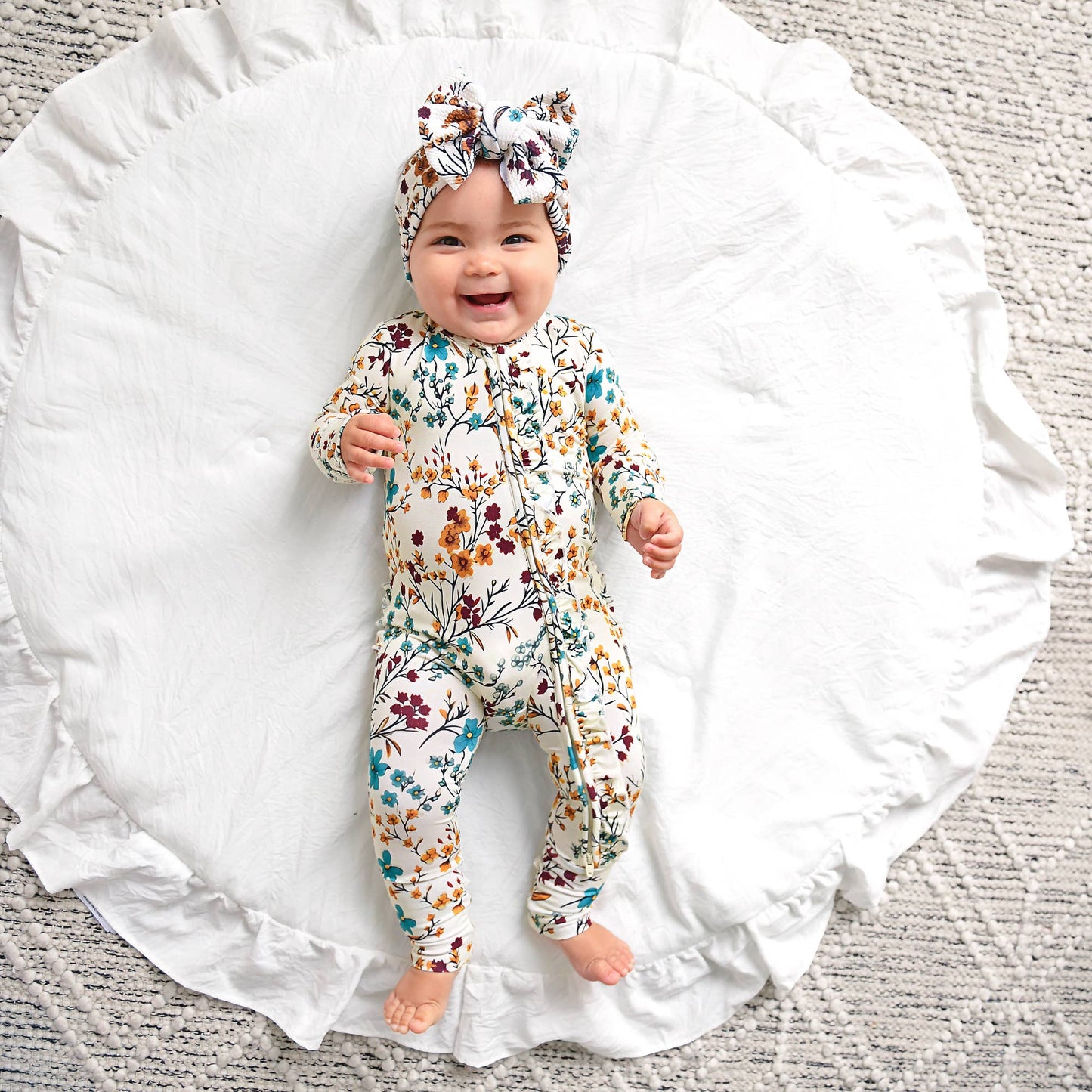 Maren Floral RUFFLE ZIP Bamboo Sleepies Little Baby Outfit