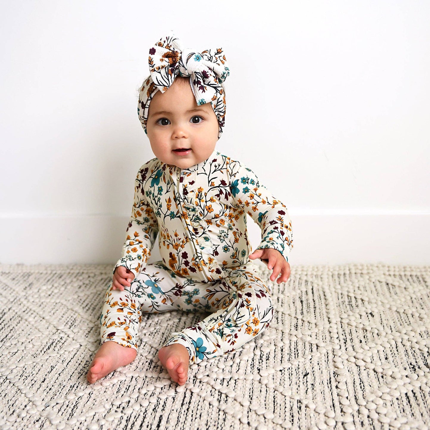 Maren Floral RUFFLE ZIP Bamboo Sleepies Little Baby Outfit
