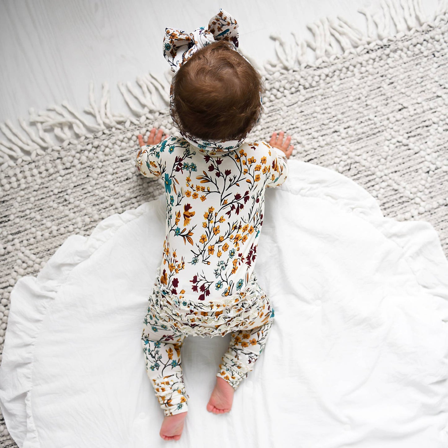 Maren Floral RUFFLE ZIP Bamboo Sleepies Little Baby Outfit