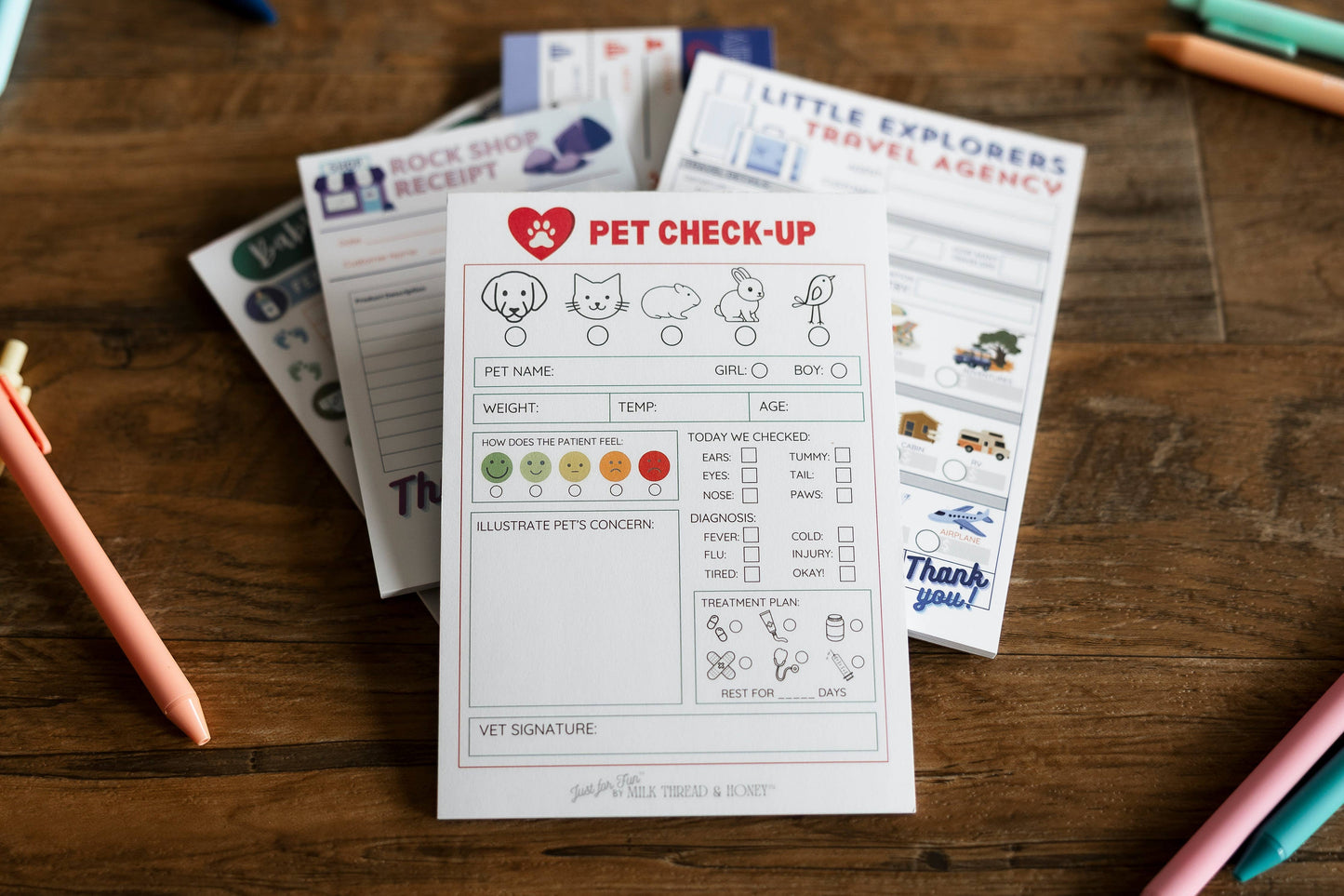 Pretend Play Veterinarian Pet Check-up Notepad