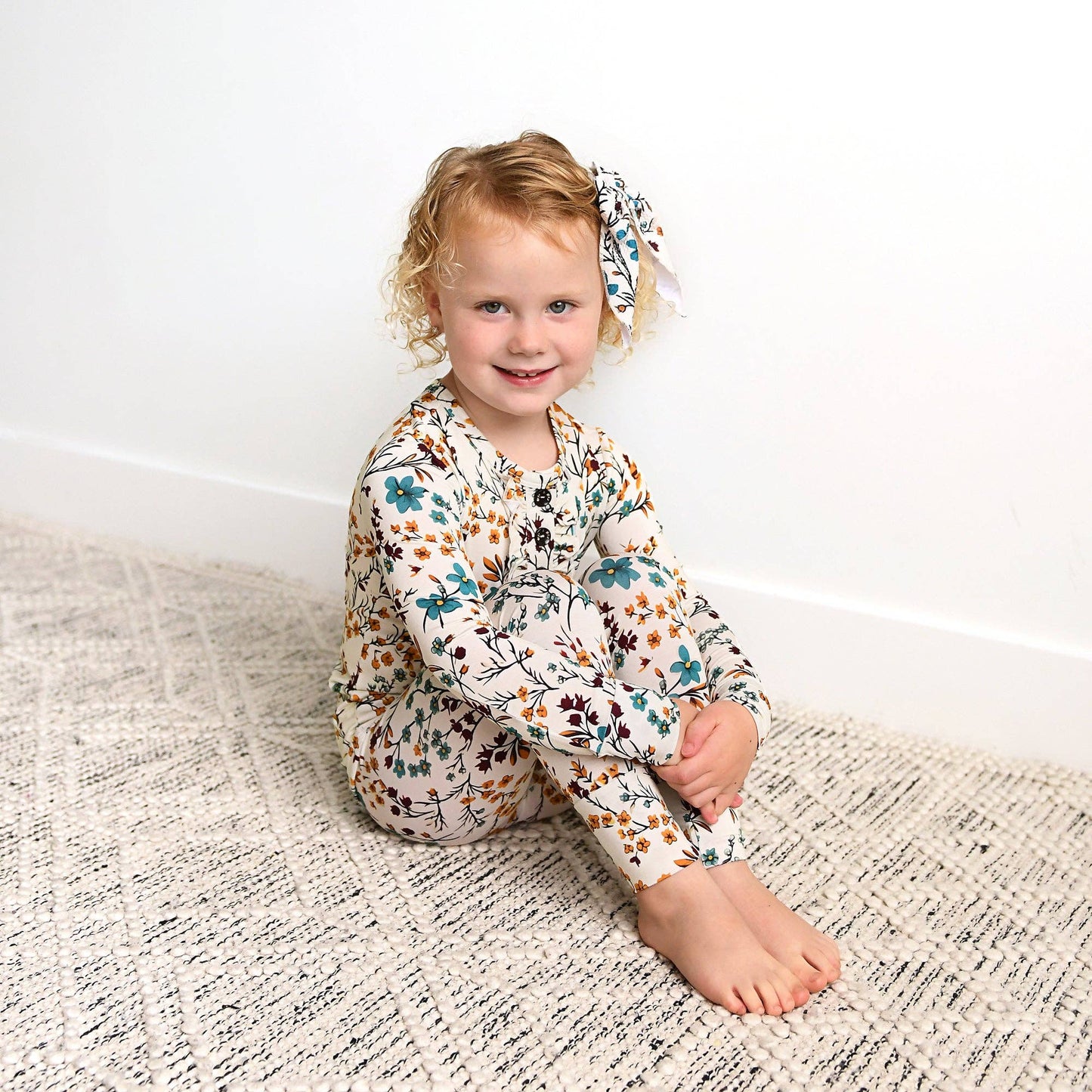 Maren Floral RUFFLE TWO PIECE Bamboo Kids Lounge Set