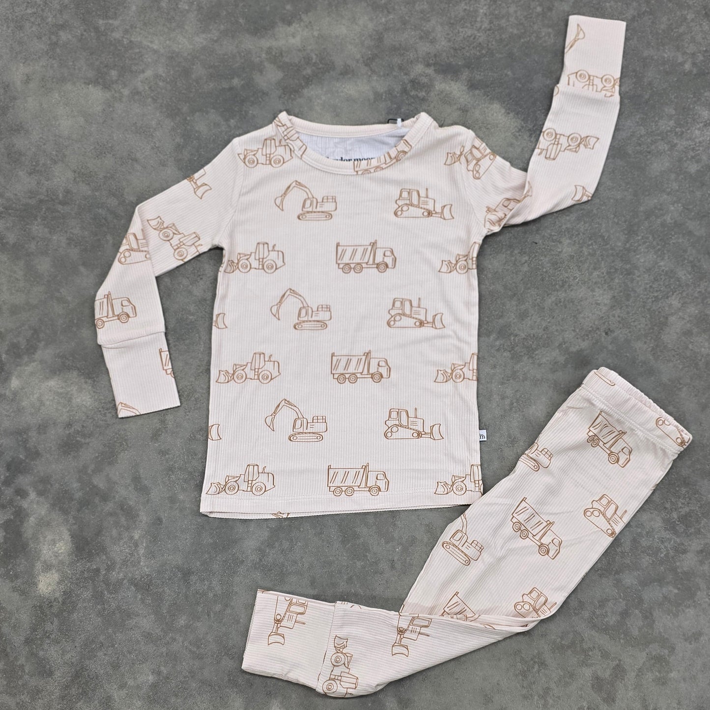 Neutral Tractor (Ribbed) | Bamboo Two Piece Pajama Set
