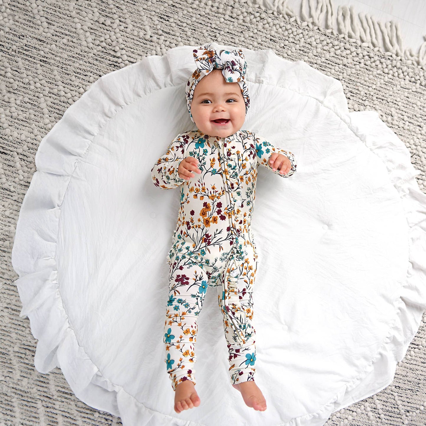 Maren Floral RUFFLE ZIP Bamboo Sleepies Little Baby Outfit