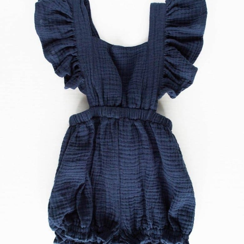 Ruffle Back Romper - Navy