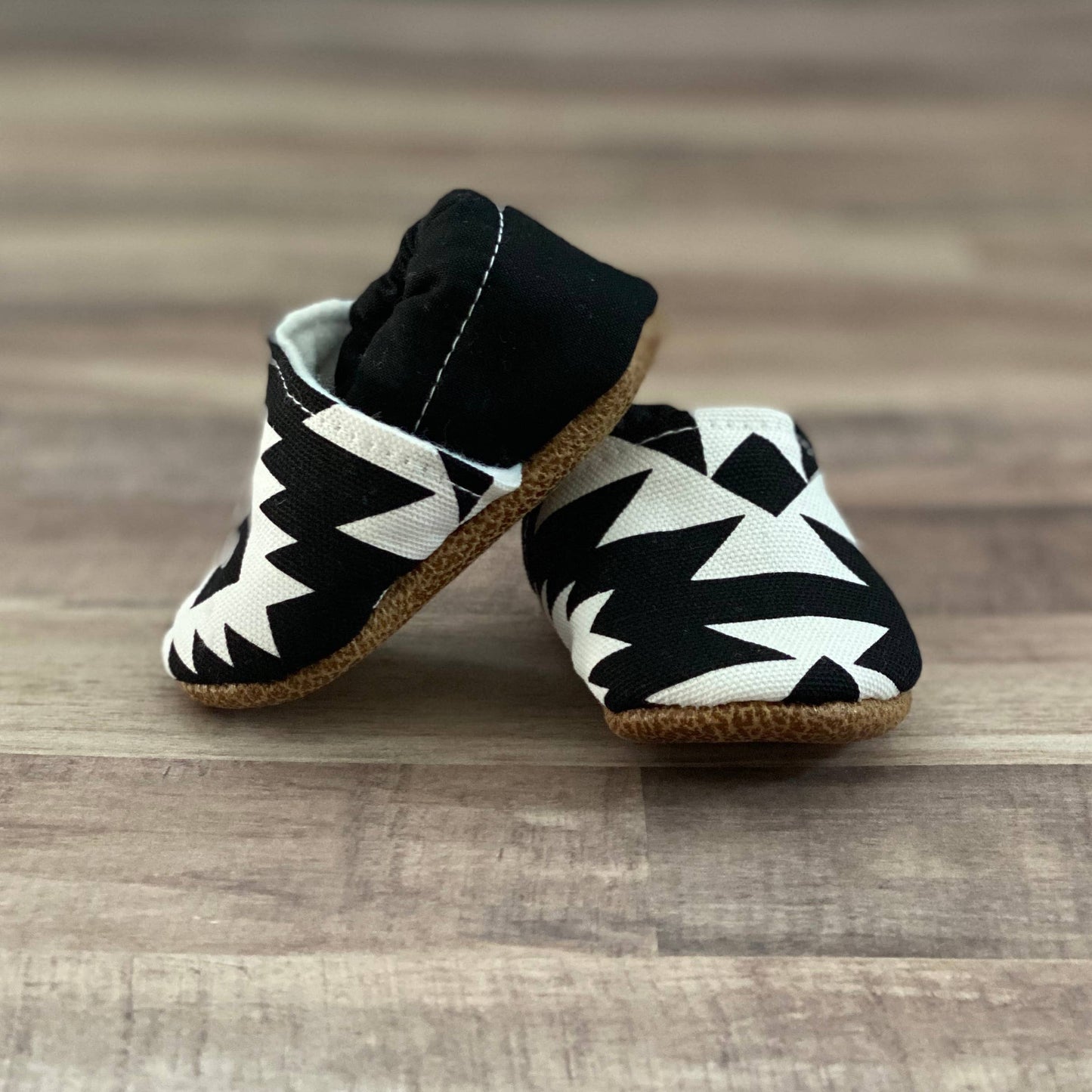 Black and White Aztec Moccasins