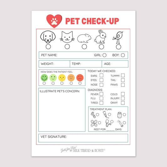 Pretend Play Veterinarian Pet Check-up Notepad