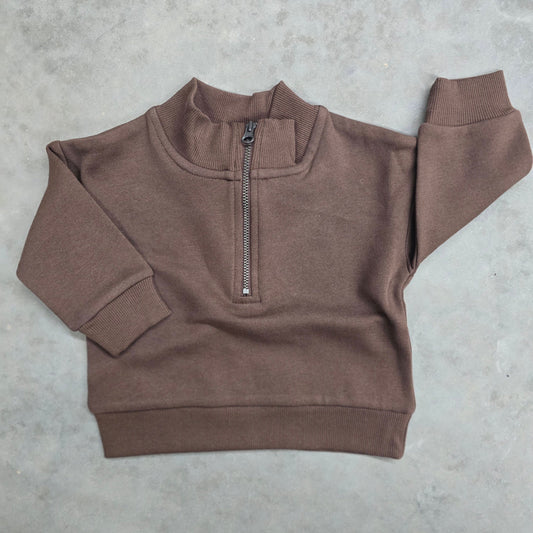 Fleece Half Zip Pullover - Chestnut