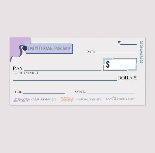 Pretend Play Bank Check Notepads for Kids