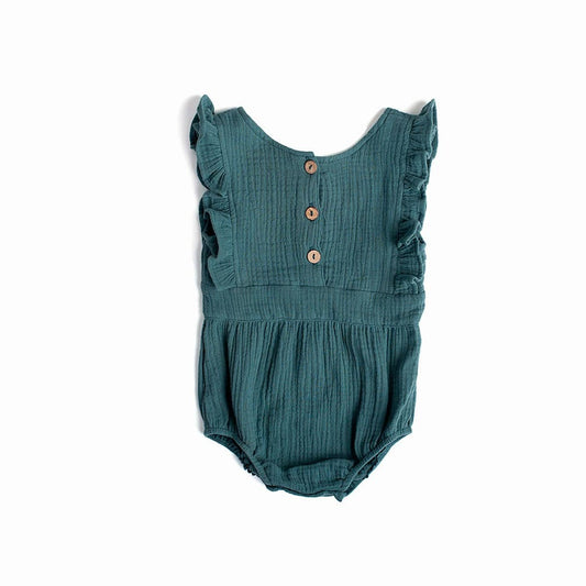 Peacock Backless Cotton Romper