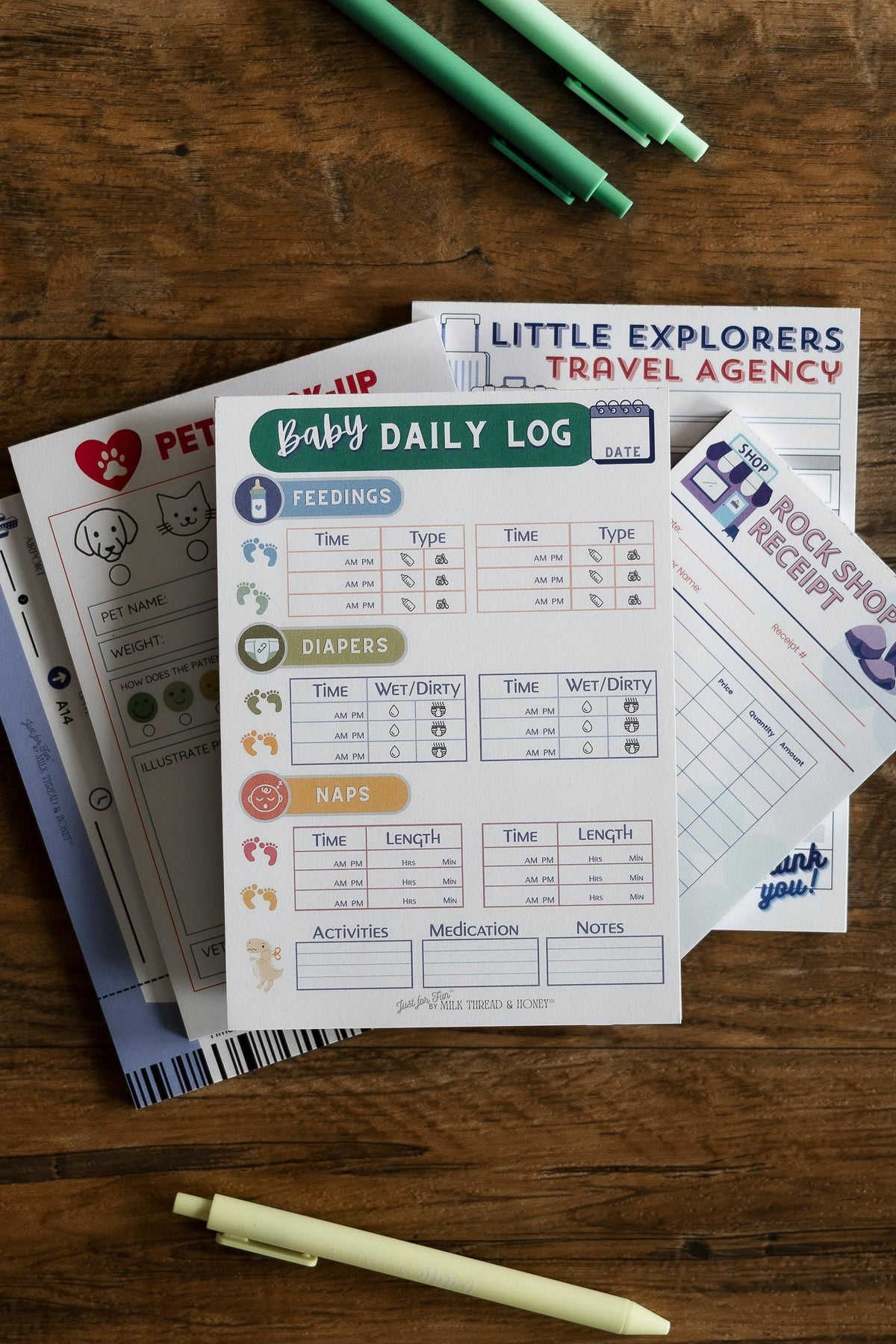 Pretend Play Baby Doll Daycare Log Notepad