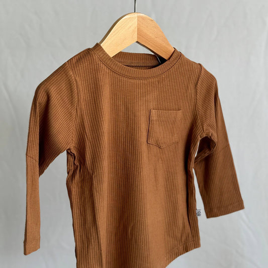 Ribbed Chocolate Pocket Long Sleeve