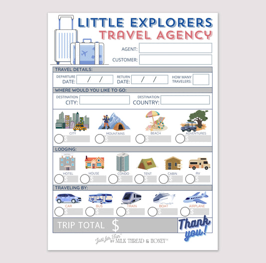 Pretend Play Travel Agent Notepad