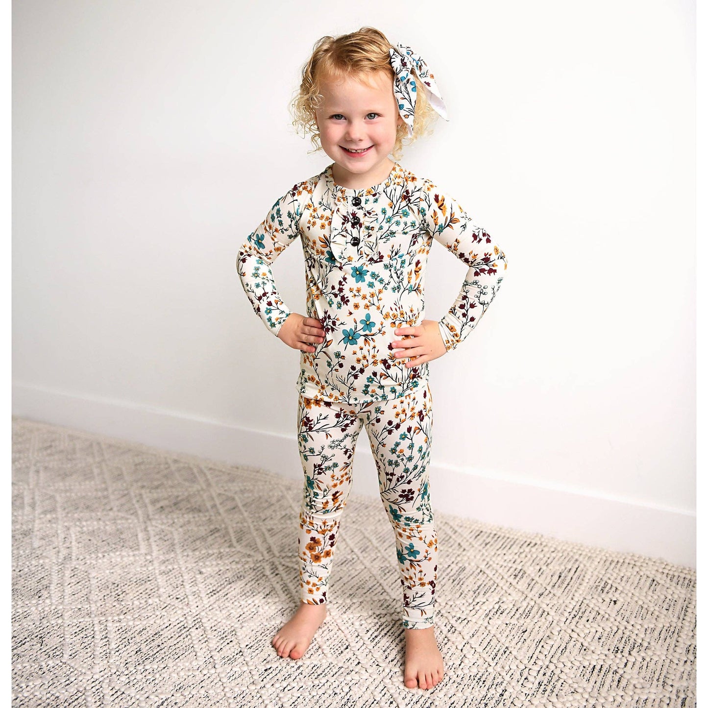 Maren Floral RUFFLE TWO PIECE Bamboo Kids Lounge Set