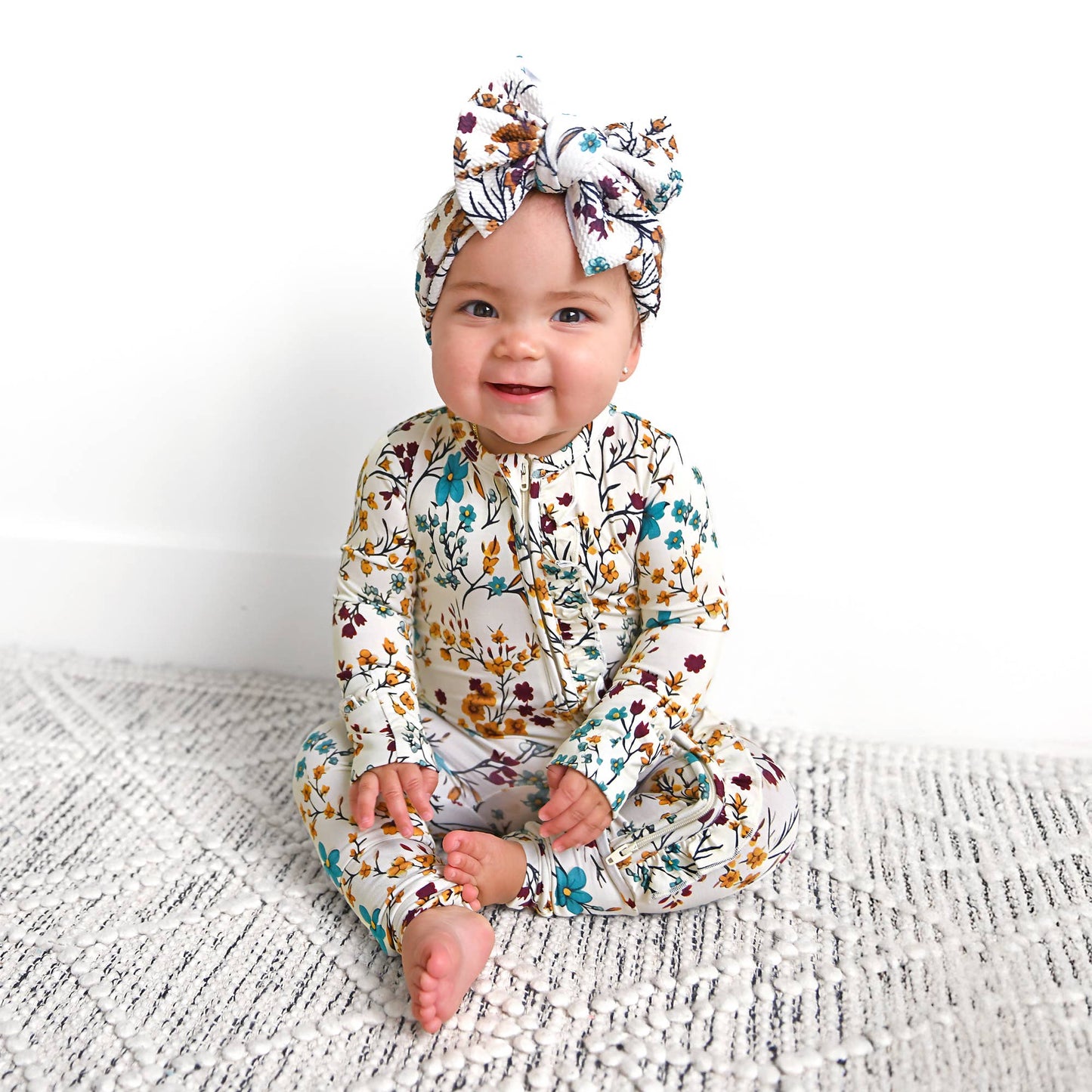 Maren Floral RUFFLE ZIP Bamboo Sleepies Little Baby Outfit