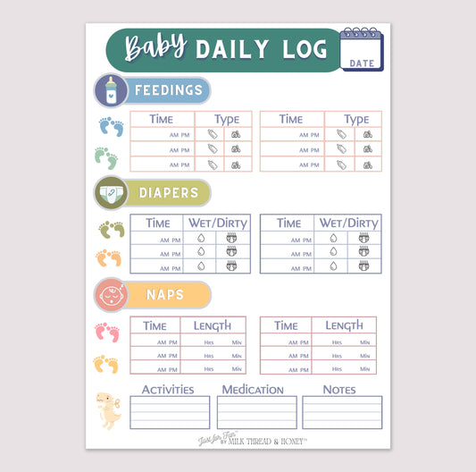 Pretend Play Baby Doll Daycare Log Notepad