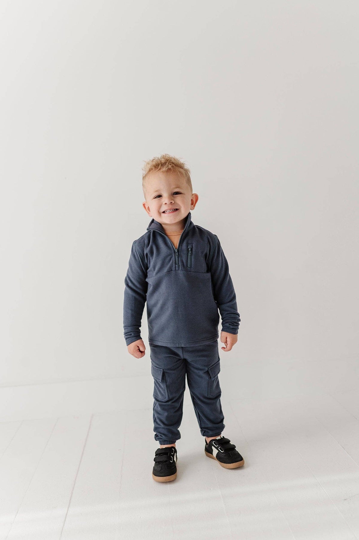 Babysprouts Boy's 3/4 Fleece Zip Sweatshirt
