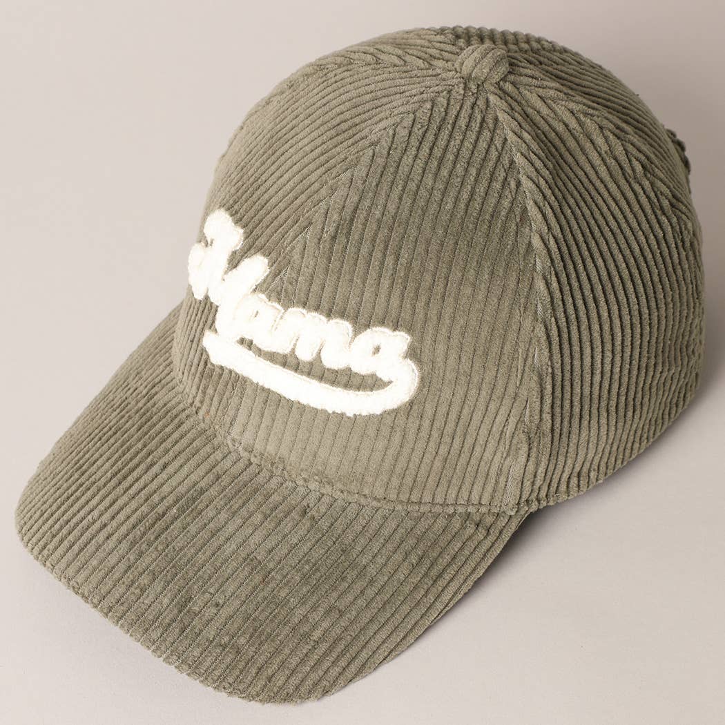 MAMA Embroidered Fuzzy Patch Corduroy Cap