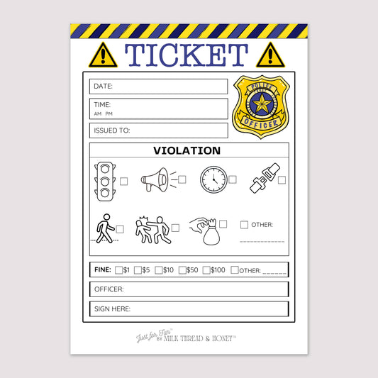 Pretend Play Police Violation Ticket Notepad