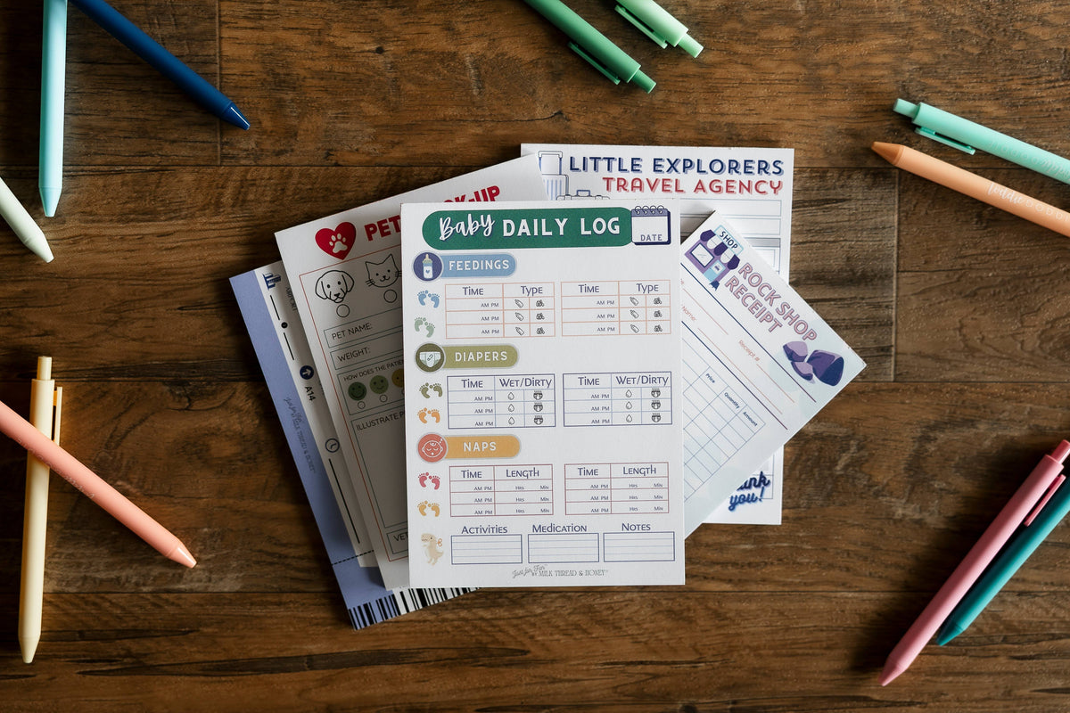 Pretend Play Baby Doll Daycare Log Notepad