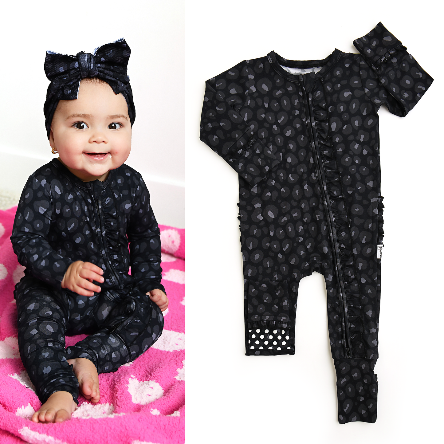 Ash Black Leopard RUFFLE ZIP