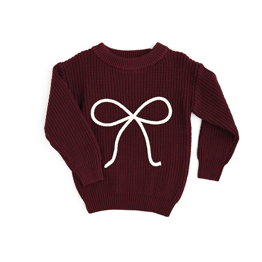 Maroon Bow SWEATER Baby Kids Toddler Clothing