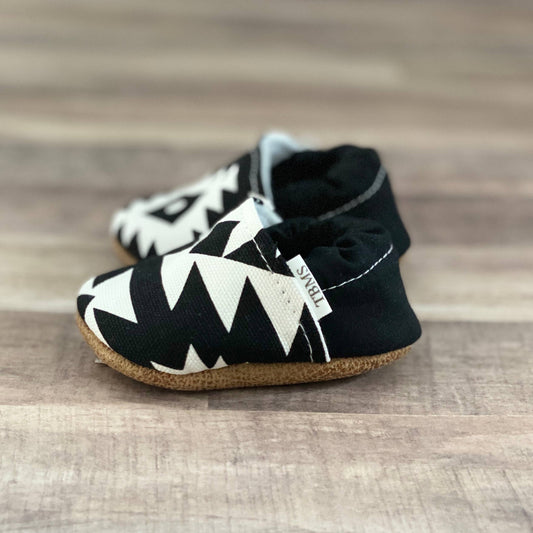 Black and White Aztec Moccasins