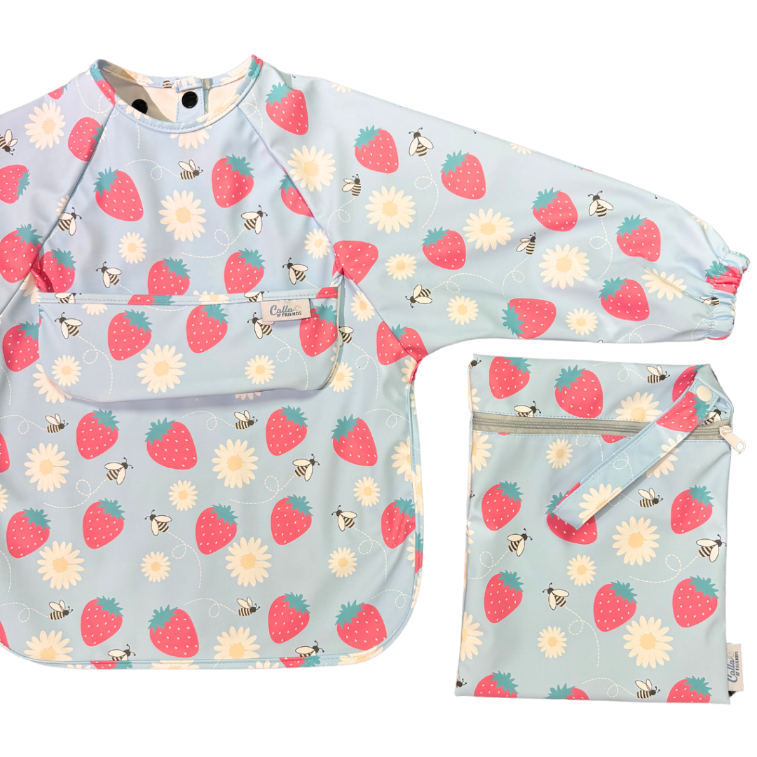 The Grayson Long Sleeve Bib - Strawberry Patch