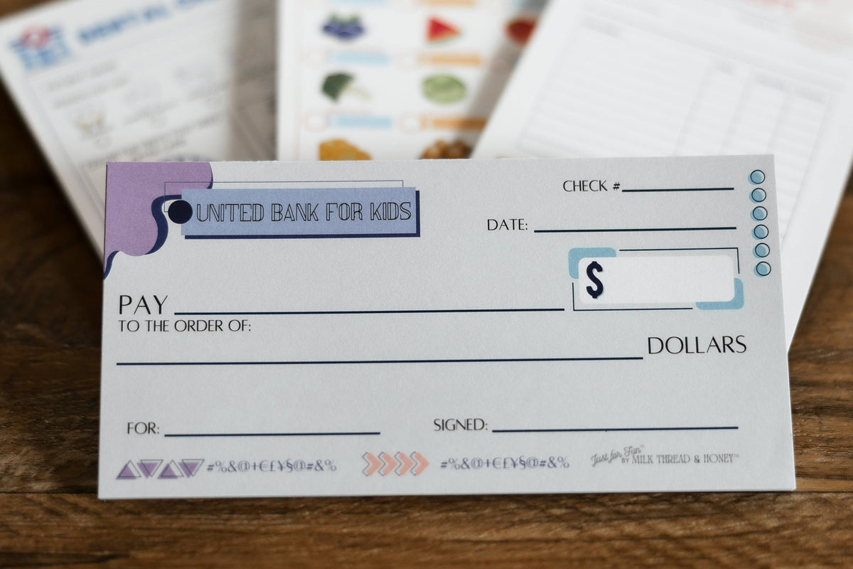 Pretend Play Bank Check Notepads for Kids