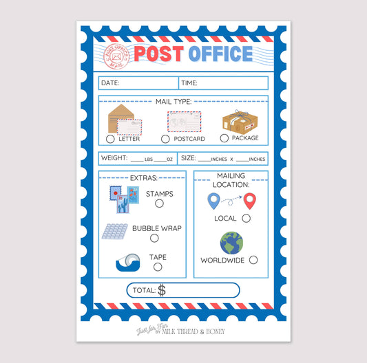 Pretend Play Post Office Notepad