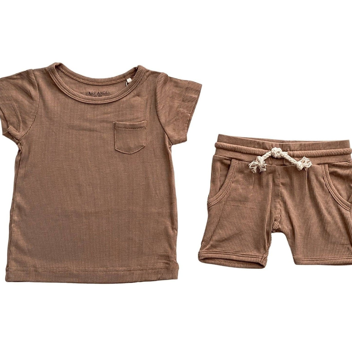 Two-Piece Ribbed Short Set - Mocha