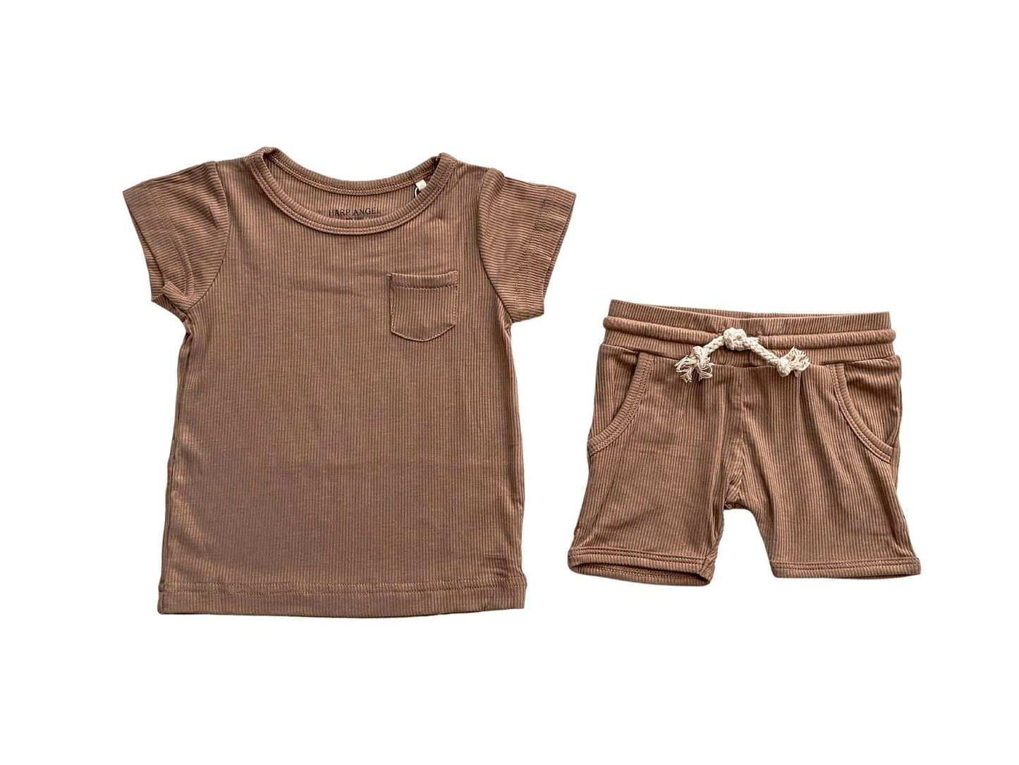 Two-Piece Ribbed Short Set - Mocha