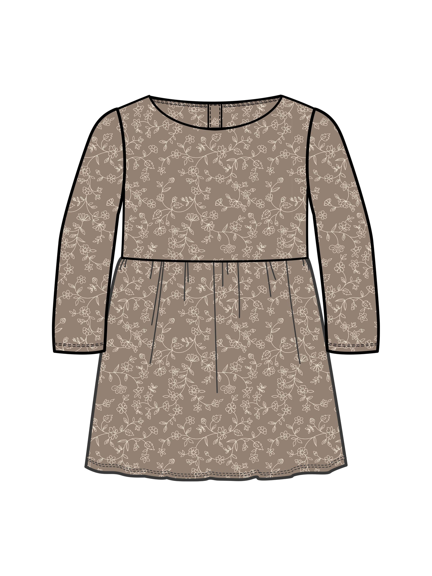 Long Sleeve Swing Dress - Pip Floral / Taupe