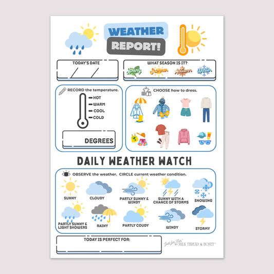 Pretend Play Weather Report Notepad