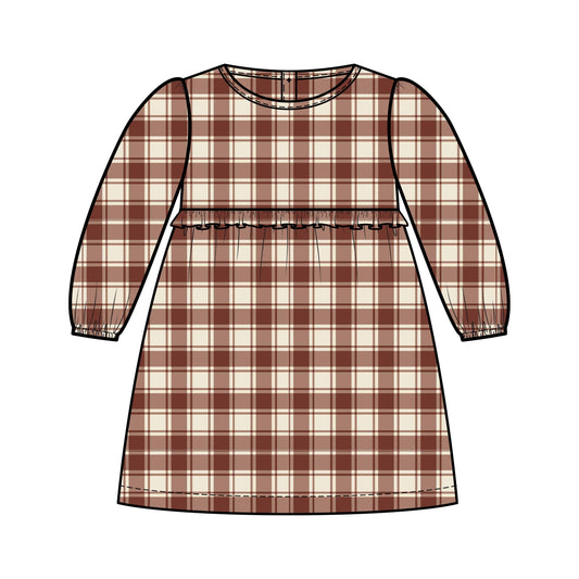 Flannel Ruffle Dress - Garnet Plaid