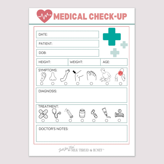 Pretend Play Doctor Medical Check-up Notepad